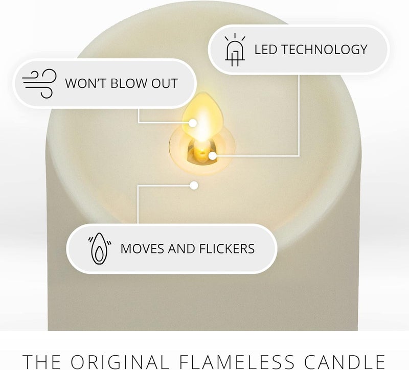 LUMINARA Realistic Artificial Moving Flame Outdoor Pillar Candle - Moving Flame LED Battery Operated Lights for Outside Christmas, Thanksgiving - Remote Ready - Remote Sold Separately - 3.25" x 5" - Image 5